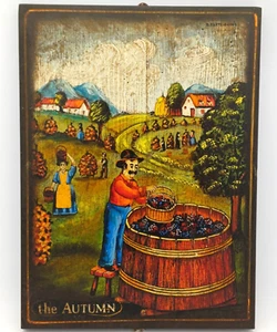 B. D'ARTE F. CONZ - THE AUTUMN - QUADRO SU LEGNO - CM 40X29 - Imagen 1 de 3
