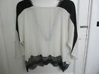  Oversized Top/Blouse Black/White-Cream Lacy bottom large/One Size By EXPLOSION
