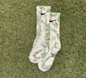 NIKE TIE DYE SOCKS ‘Green & Grey’ Unisex Hand Dyed tiedyed UK Gym Outfit Workout - Picture 1 of 2