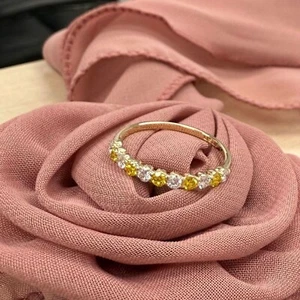 Round Cut Simulated Yellow Citrine Pretty Wedding Ring In 14k Yellow Gold Plated - Picture 1 of 9