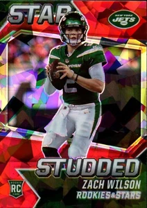 2021 Rookies and Stars Zach Wilson Star Borchiato Red Ice New York Jets RC - Foto 1 di 2
