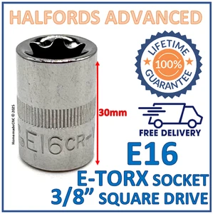 Halfords Advanced 3/8" Drive E16 E-Torx Socket - Free P&P - Lifetime Guarantee - Picture 1 of 7