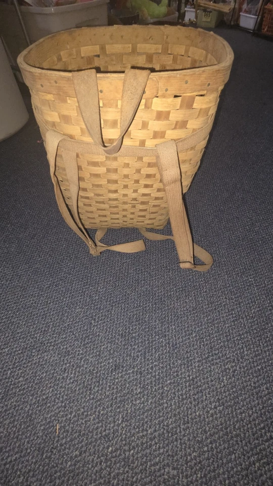 Vintage ANTIQUE Trapper Hunter Backpack Basket Split Oak Adirondack ALL ORIGINAL - Image 1 of 4