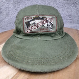 Vintage Long Bill Fischermütze Kappe grün Einheitsgröße Großmaul Barsch Fliegenfischen  - Bild 1 von 8