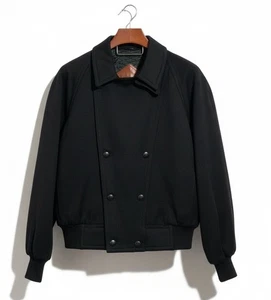 pal zileri jacket Italy Black  100% Wool Double Breasted Bomber IT 50 - Picture 1 of 14
