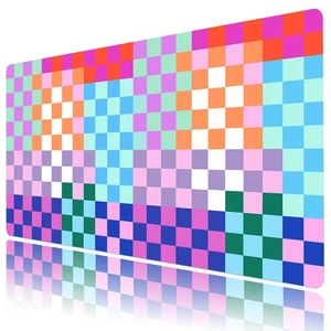 Tapis de bureau souris damier pastel coloré pour clavier tapis de bureau 31,5 x 15,7 pouces - Photo 1/6