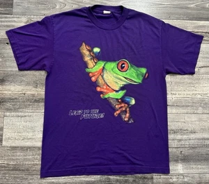 Camisa De Colección Rana Árbol Para Hombre Grande Salto Al Futuro Selva Tropical Años 90 Camiseta Púrpura - Imagen 1 de 6