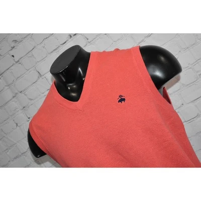 Chaleco Suéter Brooks Brothers Para Hombre Talla Mediana Rojo Rosado Lino Mezcla Algodón Foto 1 de 4