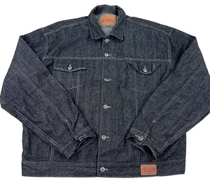 Vintage Avirex Denim Jacket Men 3XL Blue Dark Wash Baggy Y2K Streetwear Jean - Picture 1 of 12