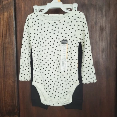 New Baby Girl 2pc Outfit Sz 12m By Okie Dokie Long Sleeve Bodysuit And Bottoms - Image 1 of 4