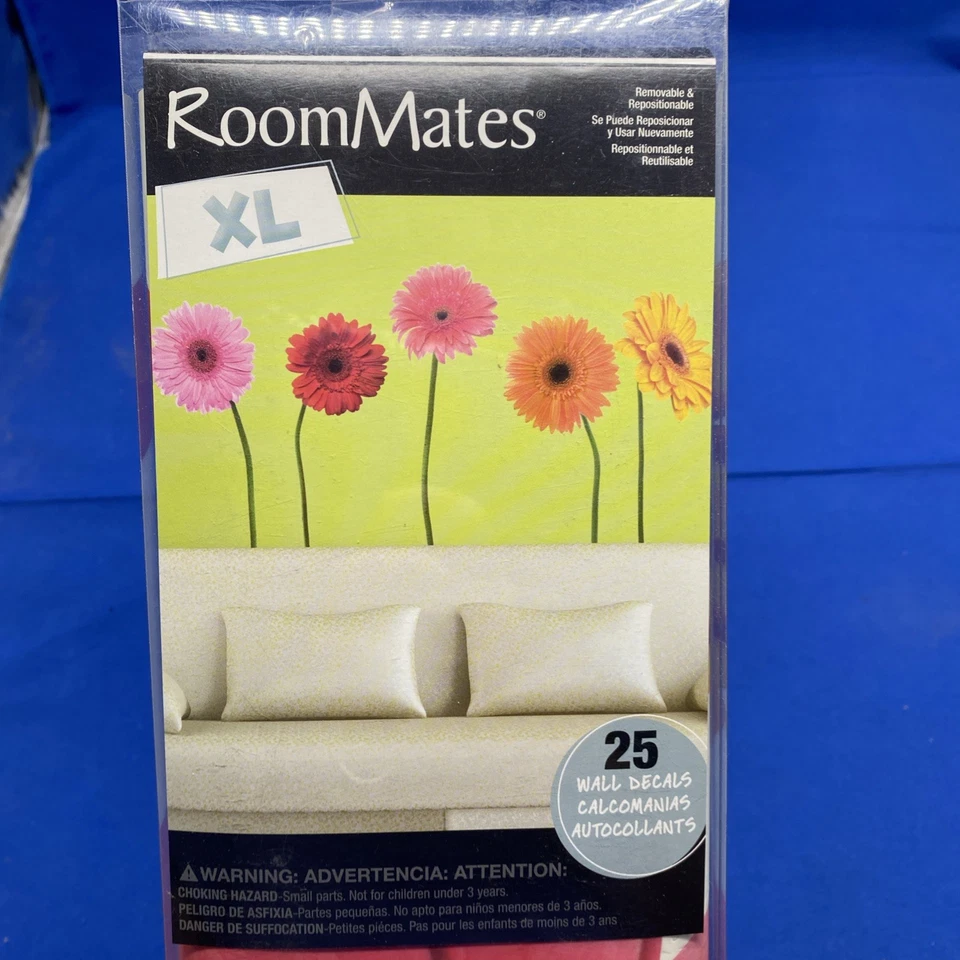 RoomMates RMK1279GM 43" Max Height Gerber Daisies Vinyl Wall Decal Set of 25