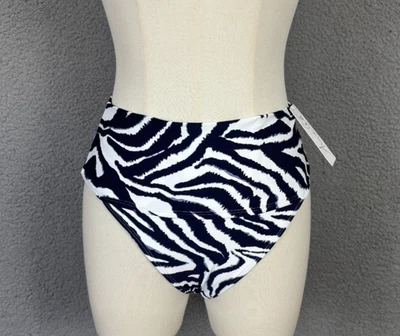 Parte inferior de bikini Anne Cole banda suave cintura alta azul/blanco X-pequeña nueva con etiquetas. Foto 1 de 4