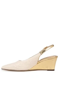 Franco Sarto Womens Tessa Pointed Toe Slingback Wedge Ivory White Raffia 6 M - Picture 1 of 5