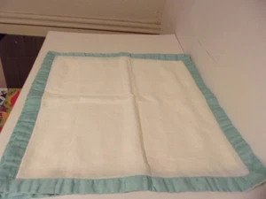 White w/ Mint Green or Aqua  Trim 100%  Cotton  19"x19" Dinner Napkins - Picture 1 of 7