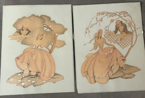 Maude Eggemeyer - 2 Vintage Hand Colored Victorian Scenes Print  Art 11" x  14" - Picture 1 of 9