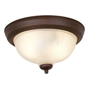11" Classic Flush Mount Ceiling Light, Bronze Finish Frosted Glass Shade - Picture 1 of 9