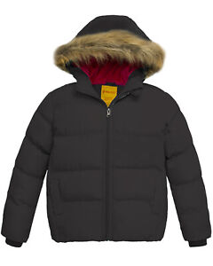 Wantdo Girls Winter Warm Coat Padded Puffer Jacket Fur Hood Waterproof Windproof