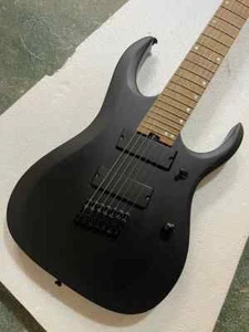 Black 7 Strings Electric Guitar with Black Hardware,Roasted Flame Maple Neck - Picture 1 of 13