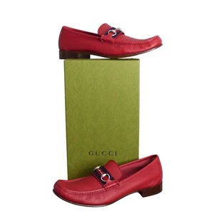 GUCCI- NIB Red Leather Horsebit Loafers, Size 11 - Picture 1 of 5