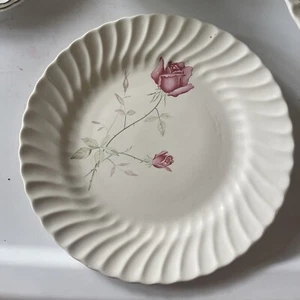 VINTAGE  SCIO  DORSET "PINK ROSE STEM"  PLATINUM TRIM Dinner Plate 10” - Picture 1 of 2