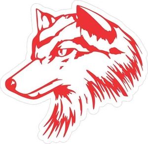 5in x 4.75in Red Wolf Outline Artistic Sketch Bumper Sticker Stickers Vinyl W... - Picture 1 of 1