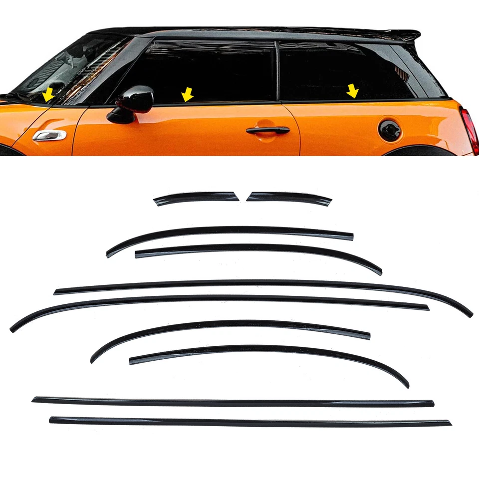 Set modanature cromate pianoforte nero lucido 10 pezzi per Mini F56 dal 2014 - Immagine 1 di 4