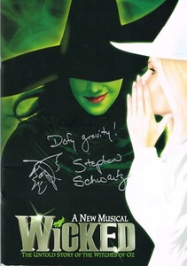 Stephen Schwartz SIGNIERTES Wicked West End Programm mit "DEFY GRAVITY"-Zitat Echtheitszertifikat - Bild 1 von 1