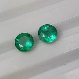 0.66 CT - Natural Zambian Emerald Round Pair Good Luster Green Gem - 6263 - Picture 1 of 2