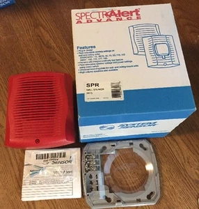 SYSTEM SENSOR SPR WALL MOUNT FIRE ALARM RED SPEAKER WATTS AND VOLTS SELECTABLE. - Picture 1 of 6