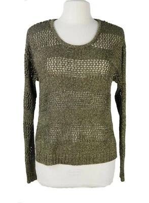 Suéter Kenneth Cole New York Bronce Dorado Tejido Abierto LS Talla Grande Foto 1 de 4