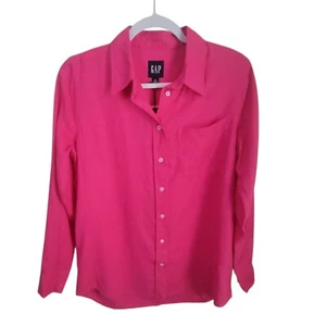 Gap XS Rote Beete Lila Hot Pink Leinen Button Down Top Langarm - Bild 1 von 11