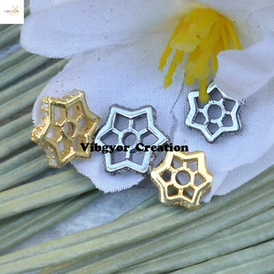 Natural Pave Diamond Wheel Beads 925 Sterling Silver Finding Star Spacer Beads - Picture 1 of 2