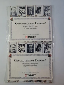 Lot of 2 Packages Dodgers Target 100 Year Anniversary Uncut Baseball Card Sheets - Picture 1 of 4