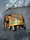 Rare Hand Carved Vintage Wooden Indian Elephant Statue Miniature Painting Folk A