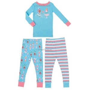 Kirkland Girl Organic Cotton Ballerina Dancer 3PC Long Sleeve Top Pajama Set 7 - Picture 1 of 3