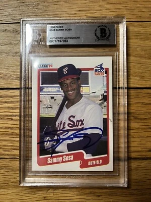 Sammy Sosa Signed Rookie Card Slabbed Chicago Cubs Beckett COA - Image 1 of 2