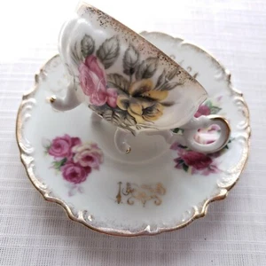 LEFTON Roses Fine Bone China Footed Cup & Saucer Set Japan - Picture 1 of 6