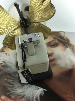 *Gc GUESS* Sterling Silver 925  & White & AMETHYST GEMSTONE  RING SZ 7.5 - Image 1 of 4