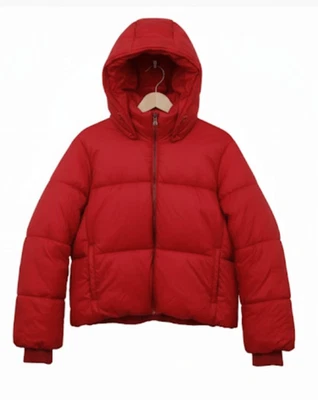Banana Republic женщин большой красный пуховик куртка с капюшоном bozy молнии вниз пальто - Изображение 1 из 4