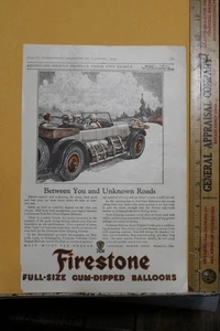 1925 Papierwerbung Firestone Kaugummi getauchte Luftballons Reifen unbekannte Straßen - Bild 1 von 4