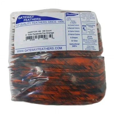 Paquete de 100 plumas Gateway 5" ala derecha: camuflaje parabólico árbol naranja 500RPTPR-100 Foto 1 de 3