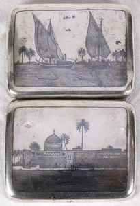 Orientalisches Zigarettenetui Silber Niello signiert Irak 1920's iraqi silver - Bild 1 von 16
