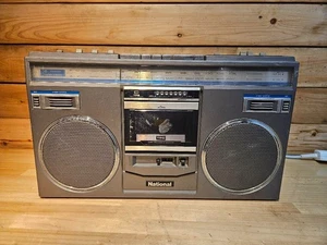 National RX-5105 Radio Cassette Player Recorder Boombox Retro Silver Japan Used - Picture 1 of 2