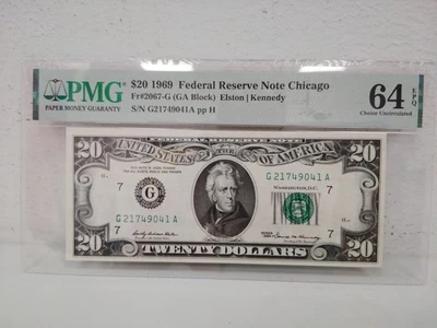 $20 1969 Federal Reserve Note Chicago 64 EPQ - Image 1 of 4