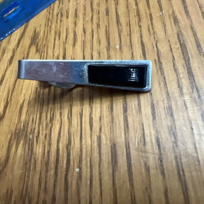 Vintage Tie Bar With Black stone  & Chess Piece Clip Clasp Tack no marking  - Image 1 of 4