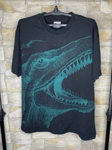 Vintage 90s Jurassic Park Giants Dinosaur All Over Print T Shirt XL - Picture 1 of 10