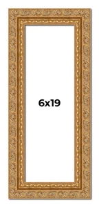 6x19 Frame Gold Ornate Solid Wood Picture Frame | 2 Inch Moulding Width | Firman - Picture 1 of 9