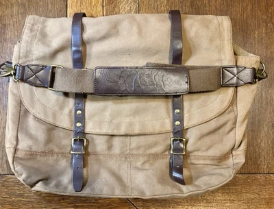 J Crew Brown Canvas Messenger Bag - Image 1 of 4