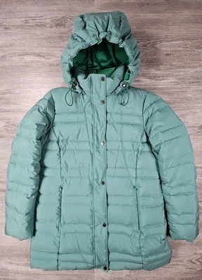 Lands End Womens Small 6-8 Down Puffer Jacket Detachable Hood Teal Green Blue - Image 1 of 4