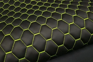 Kunstleder Gesteppt DIAMOND DESIGN Schwarz - Grün / Polsterstoff Autostoff - Bild 1 von 4